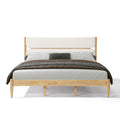 Christopher Knight Home Rubber Wood Upholstered Bed Frame with Tall Plush Headboard