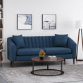 Contemporary Upholstered 3-Seater Sofa with Channel Stitching & Accent Pillows