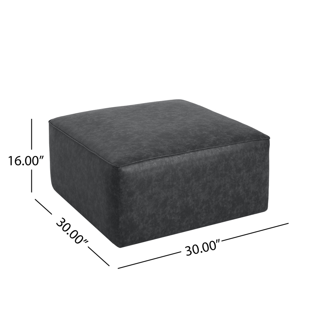 Christopher Knight Home Modern Faux Leather Sectional Ottoman – Modular Square Living Room Footrest