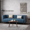 Stylish Mid-Century Modern Three-Seater Sofa with Button-Tufted Waffle Stitch