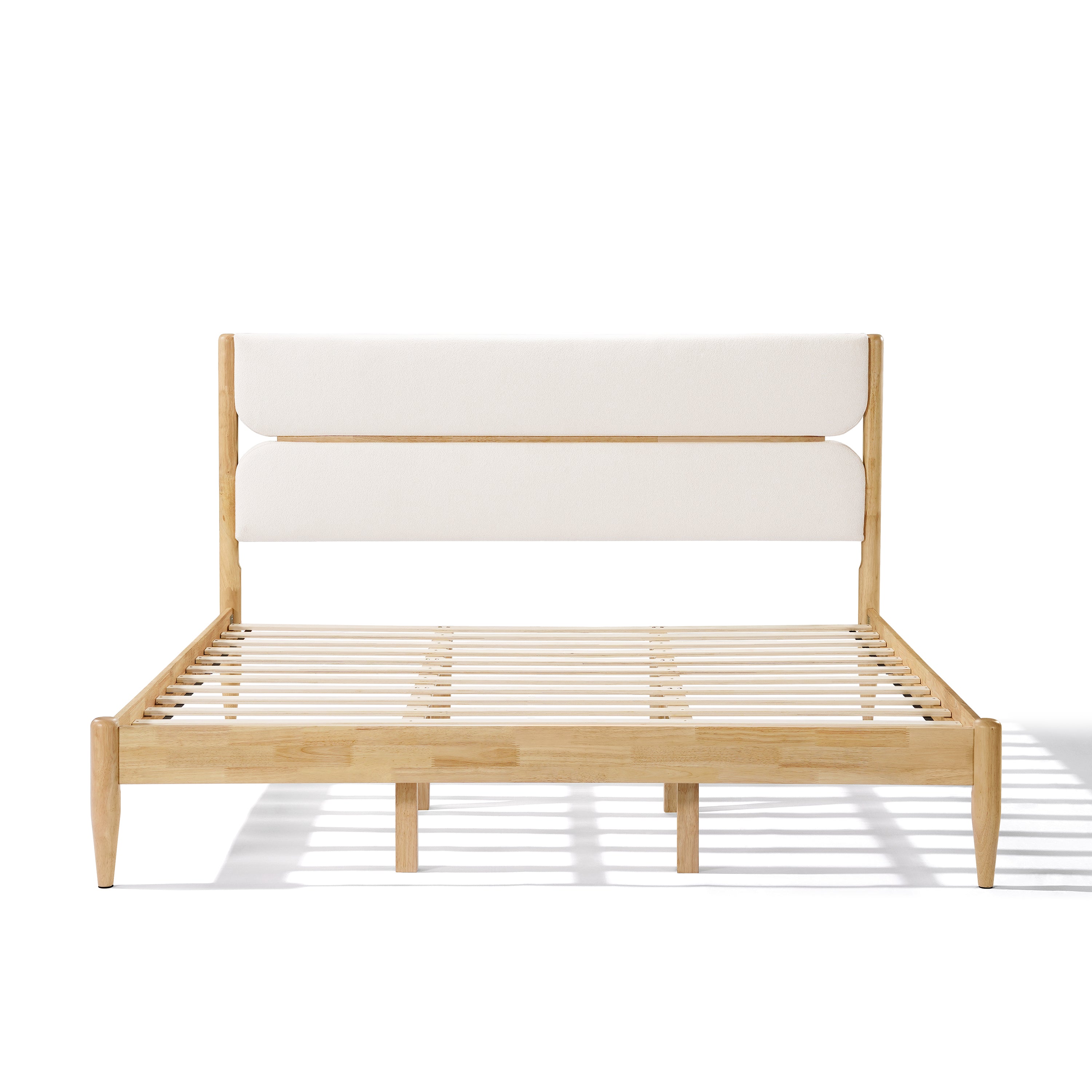 Christopher Knight Home Rubber Wood Upholstered Bed Frame with Tall Plush Headboard