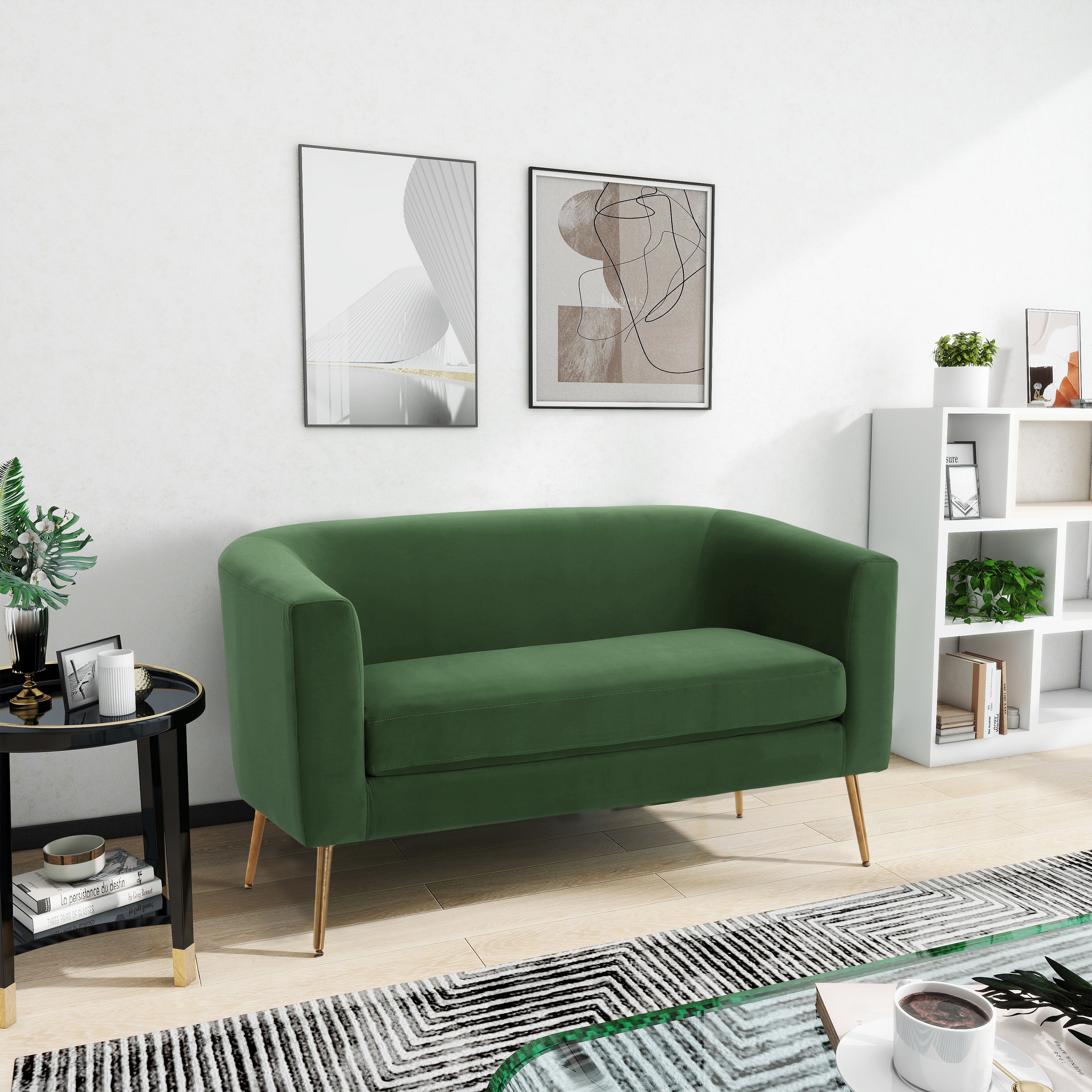 Velvet Loveseat – Modern Glam Minimalist Sofa for Living Room