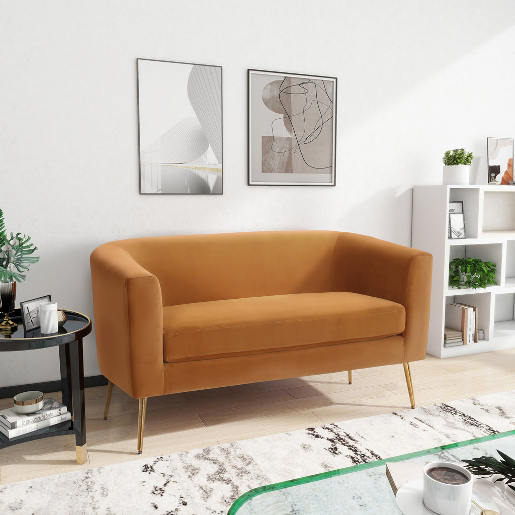 Velvet Loveseat – Modern Glam Minimalist Sofa for Living Room