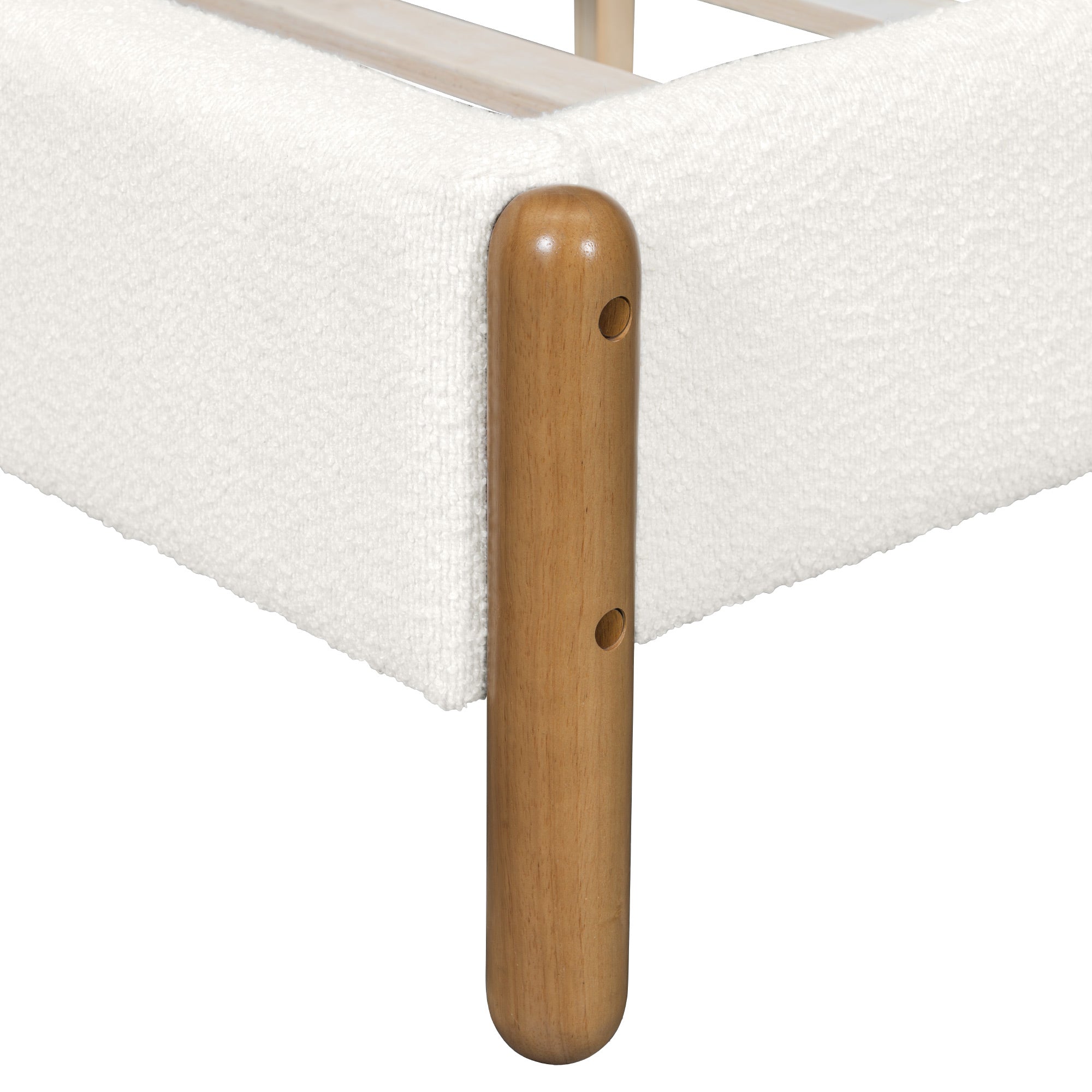 Christopher Knight Home Modern Boucle Upholstered Platform Bed with Rubber Wood Legs, King