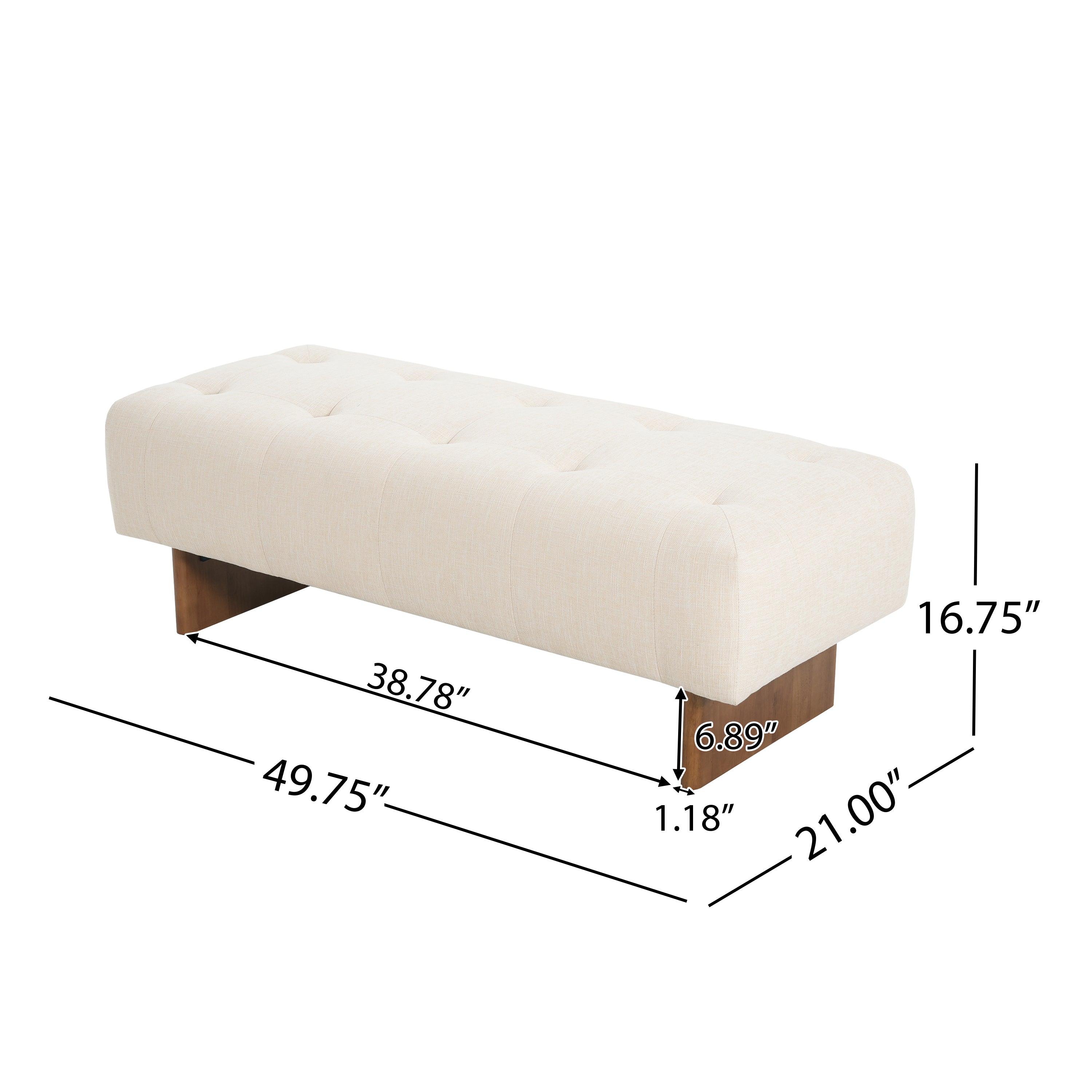 Christopher Knight Home Modern Rectangular Linen Ottoman Bench – Tufted Upholstered Footstool with Wood Legs