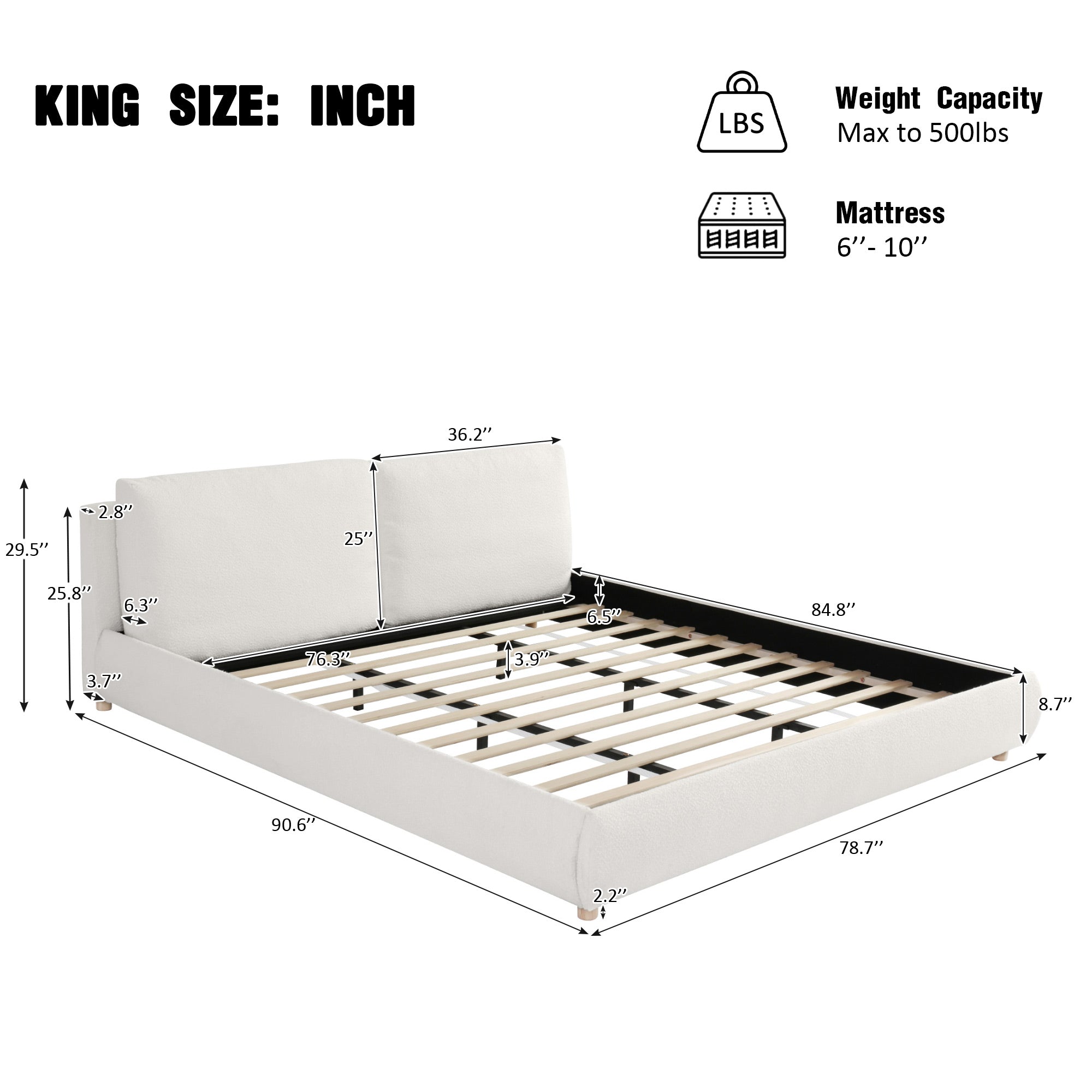 Christopher Knight Home Modern Boucle Upholstered Platform Bed with Pillow Headboard