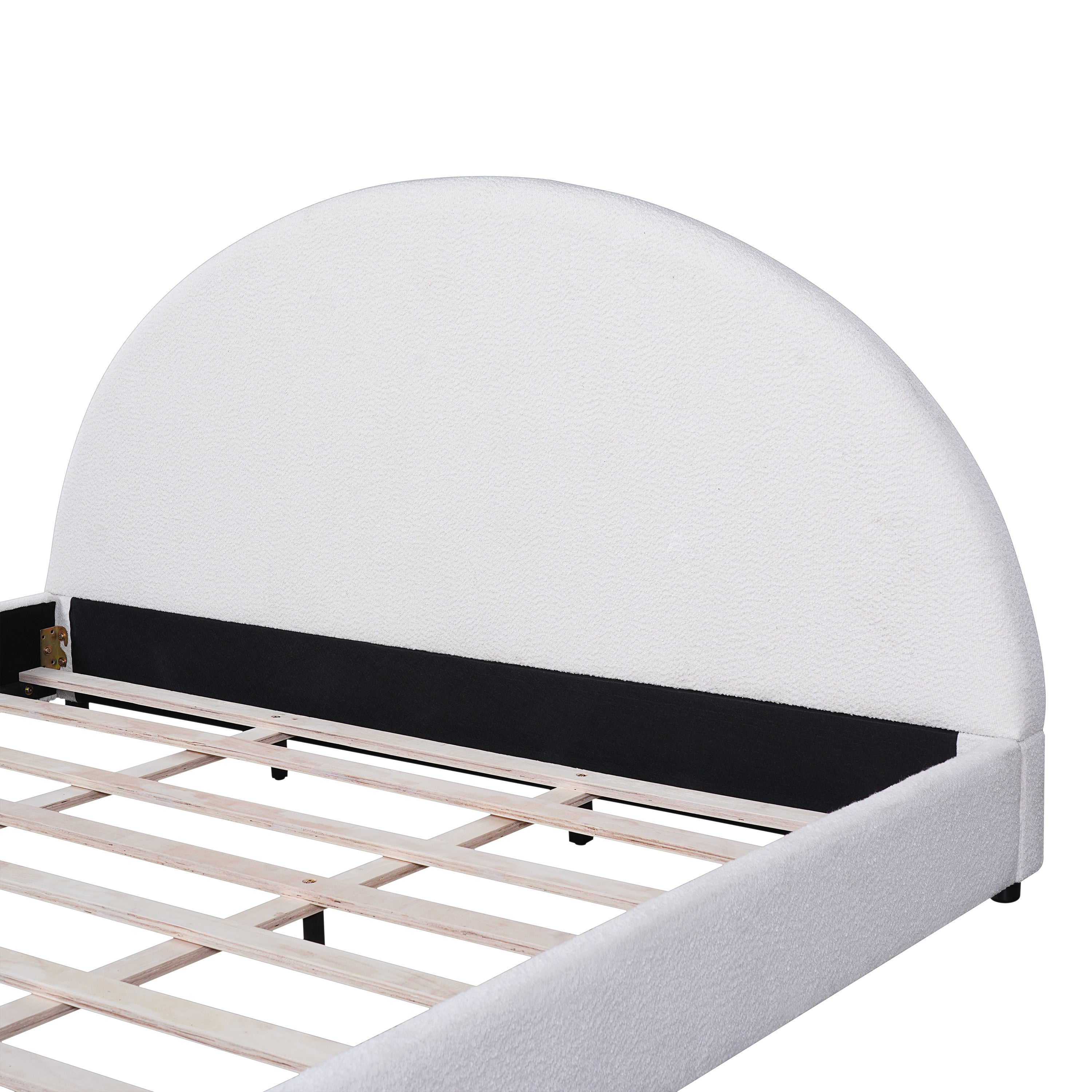 Christopher Knight Home Modern Boucle Upholstered Platform Bed with Thick Half-Round Headboard