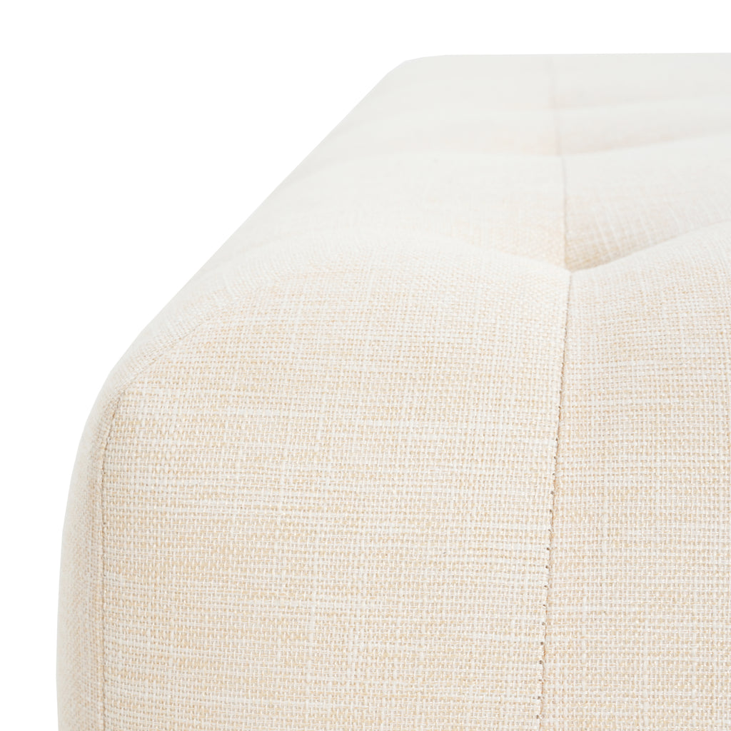 Christopher Knight Home Modern Rectangular Linen Ottoman Bench – Tufted Upholstered Footstool with Wood Legs