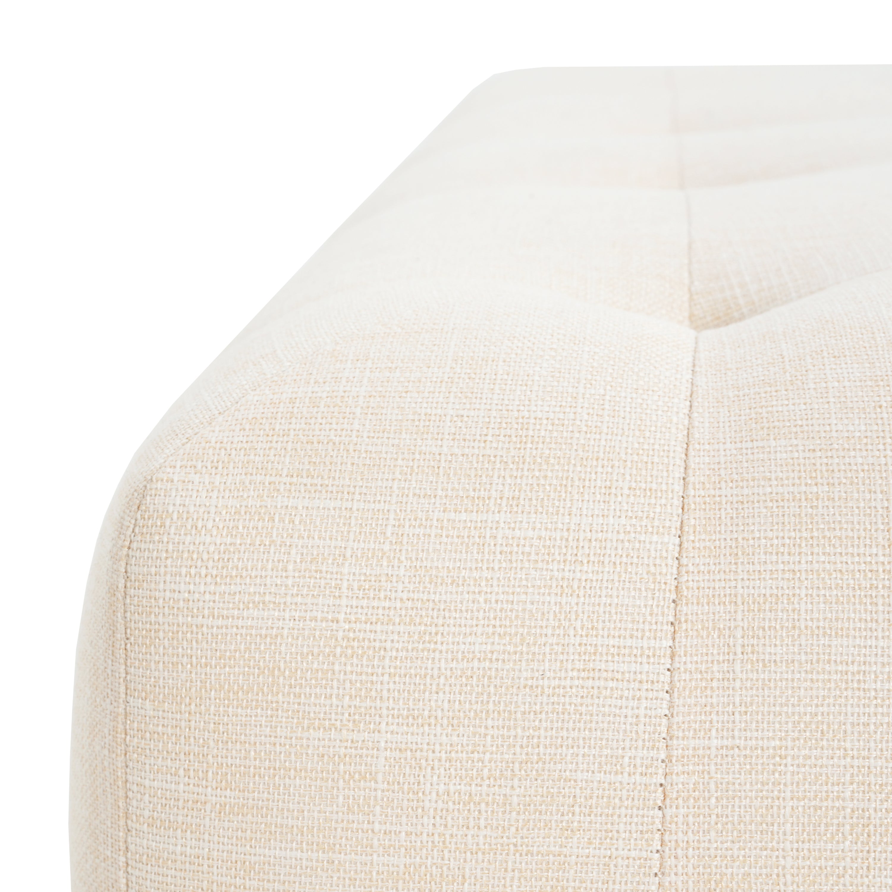 Christopher Knight Home Modern Rectangular Linen Ottoman Bench – Tufted Upholstered Footstool with Wood Legs