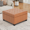 Tufted Square Storage Ottoman with Soft-Closing Hinges & Upholstered Lid