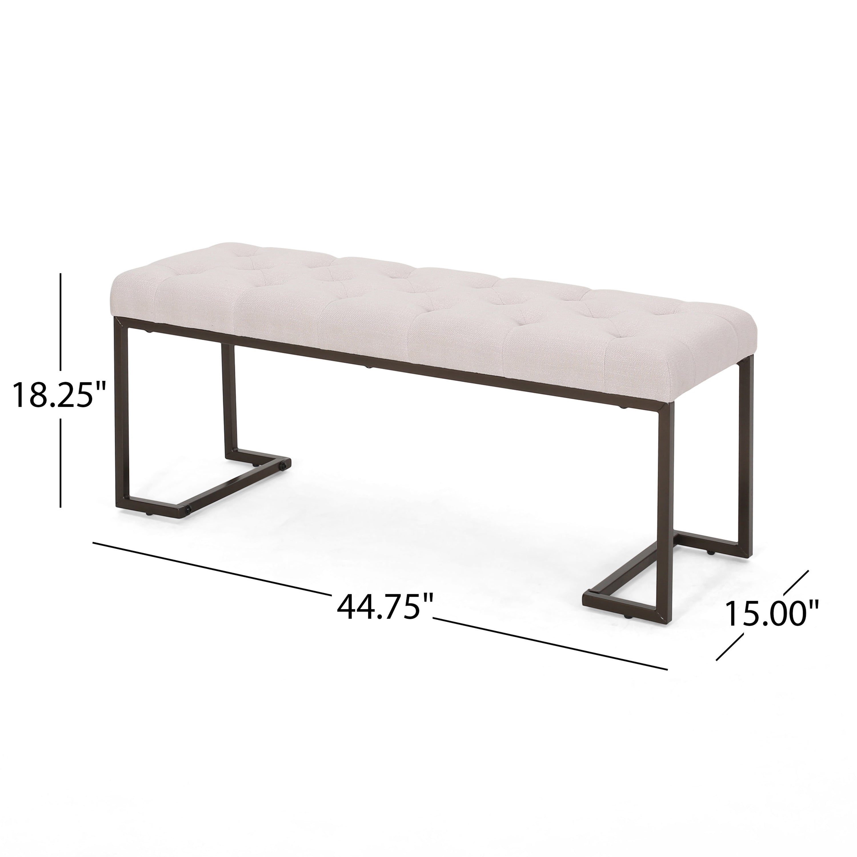 Christopher Knight Home Modern Tufted Upholstered Ottoman Bench with Metal Legs