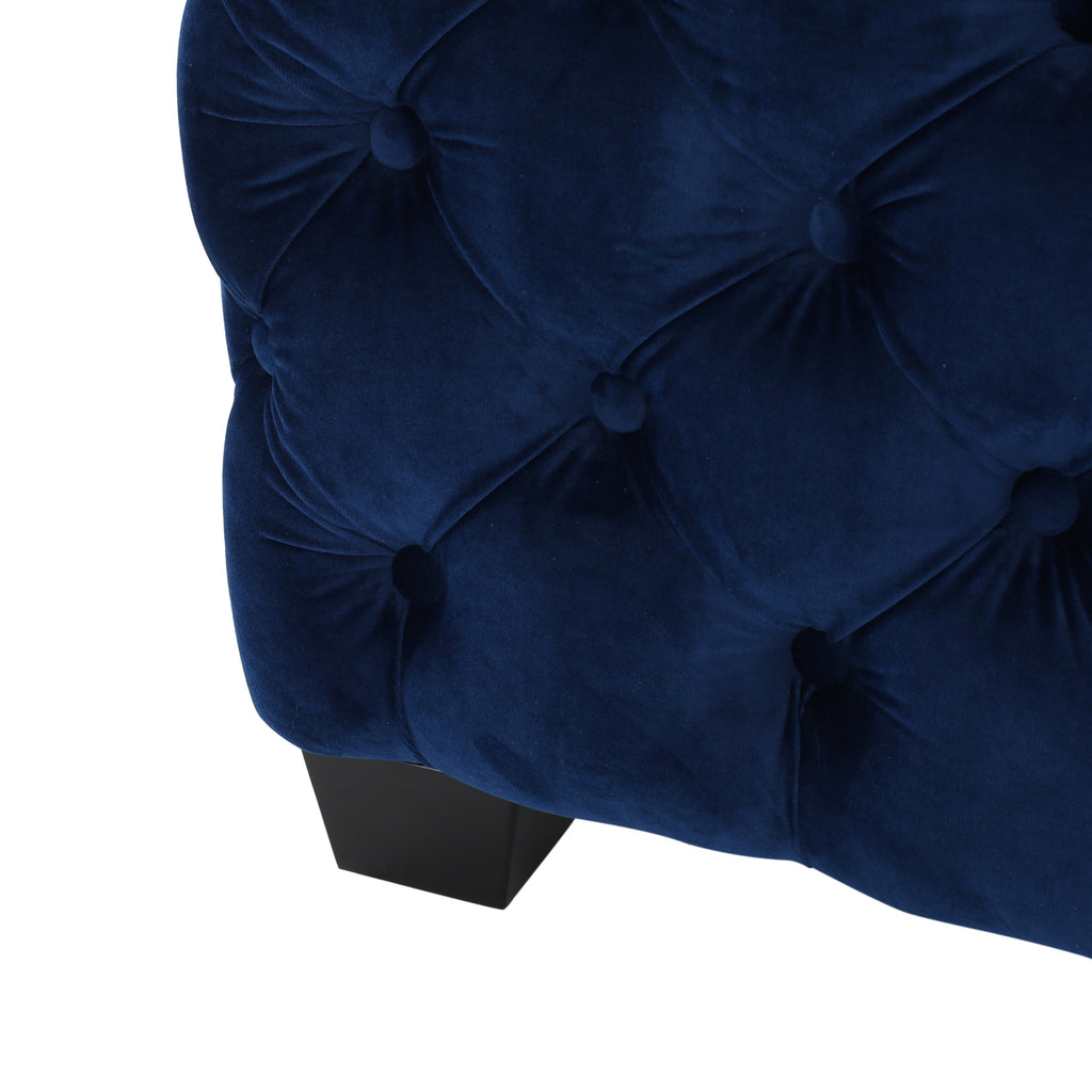 Modern Glam Velvet Ottoman – Button-Tufted Diamond Stitch, Coffee Table & Extra Seating, 29” Square