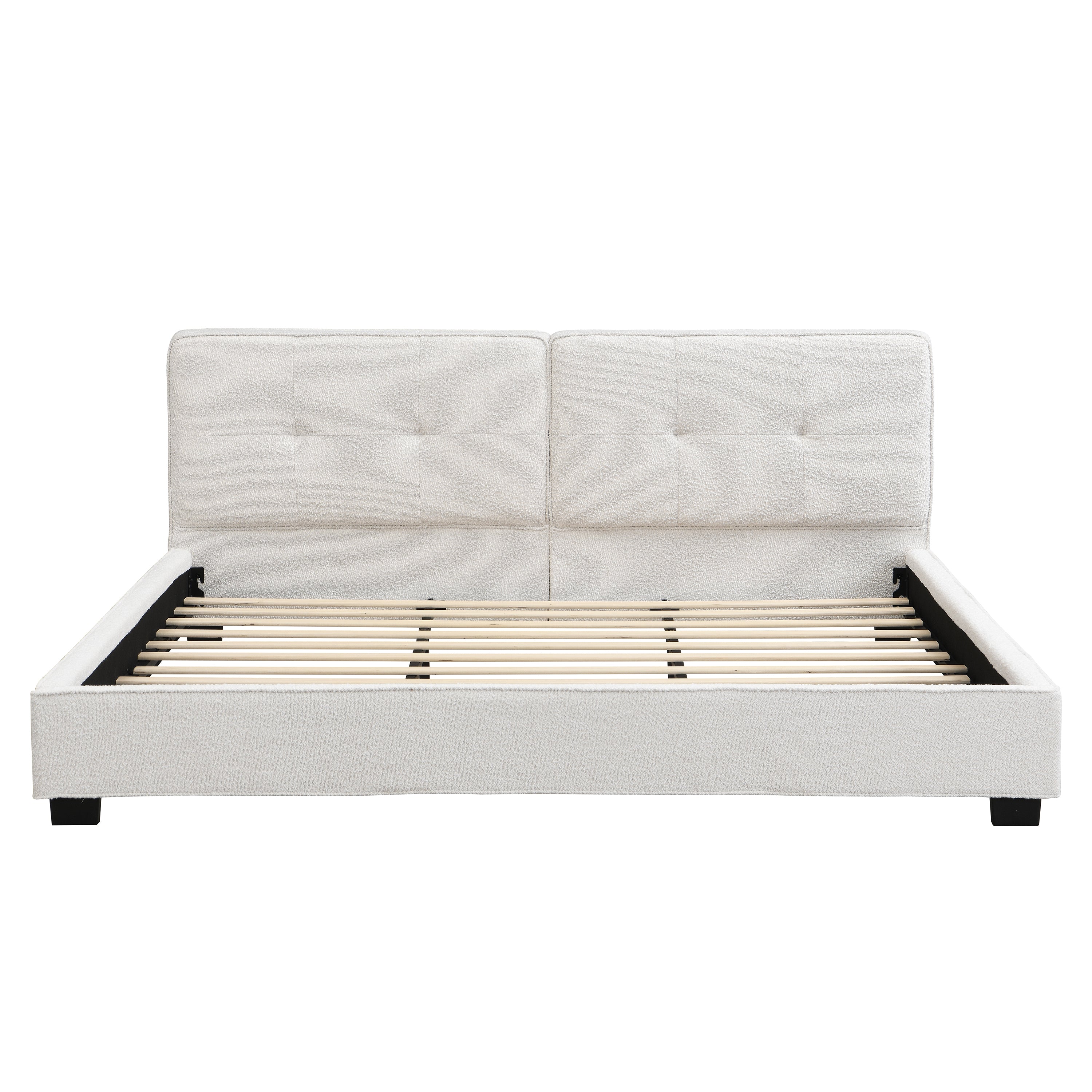 Christopher Knight Home Modern Boucle Upholstered Platform Bed with Tufted Headboard,King