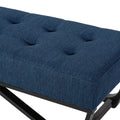 Christopher Knight Home Modern Upholstered Ottoman Bench with Tufted Waffle Stitch & Bentwood Base