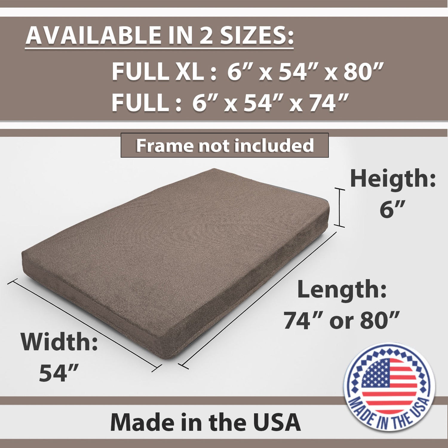 GDFStudio Melville Memory Foam Futon Mattress – Foldable Sofa Bed Cushion with Washable Cover (Frame Not Included)