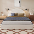 Christopher Knight Home Modern Boucle Upholstered Platform Bed with Thick Half-Round Headboard