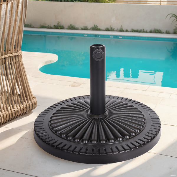 GDFStudio Syros Outdoor Resin and Steel Umbrella Base, Black