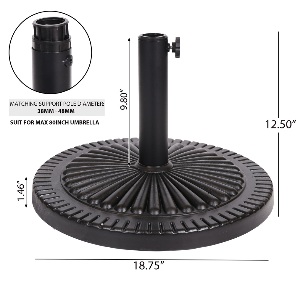 GDFStudio Syros Outdoor Resin and Steel Umbrella Base, Black