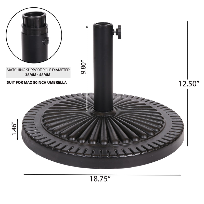 GDFStudio Syros Outdoor Resin and Steel Umbrella Base, Black