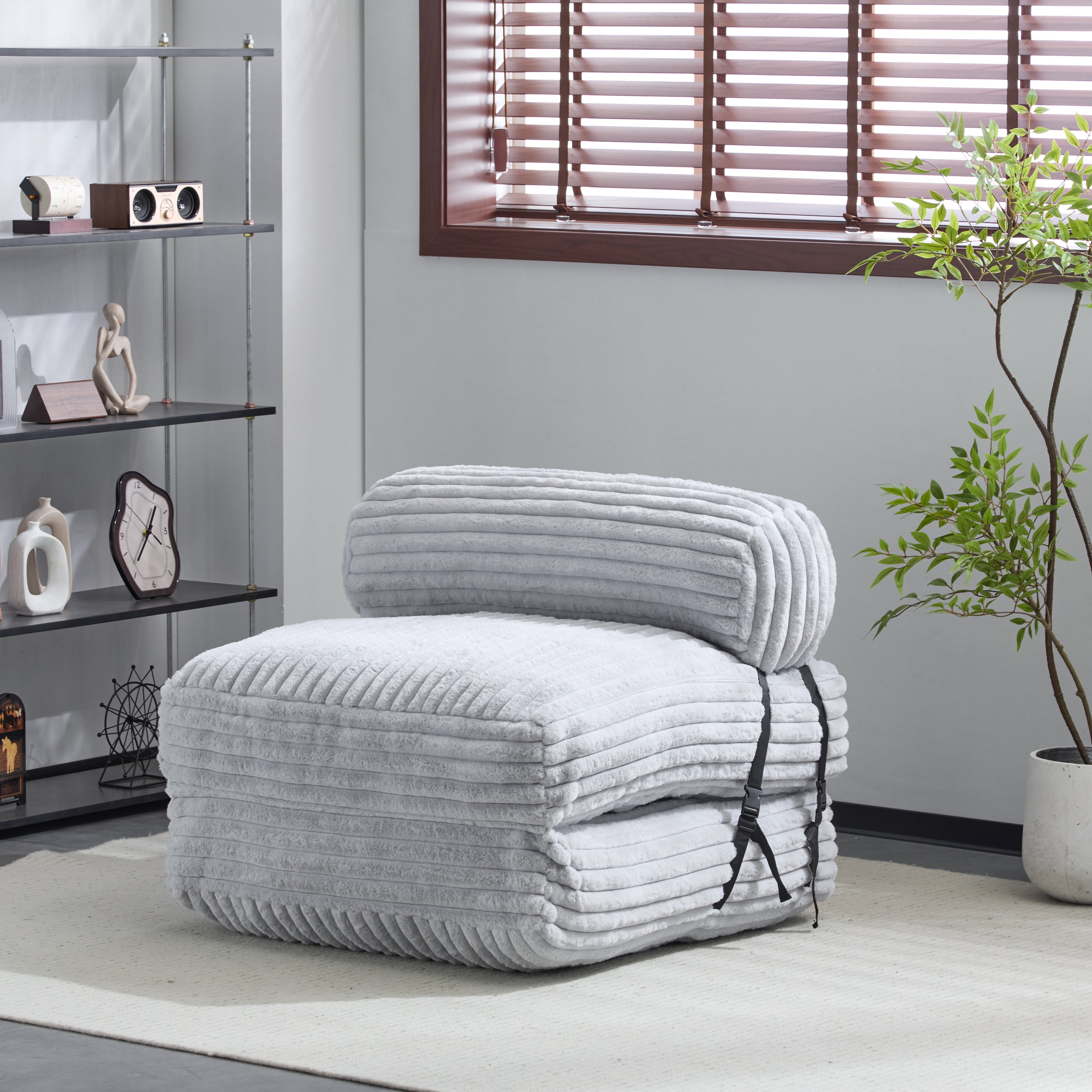 Christopher Knight Home Indoor Foldbable Versatile Soft Bean Bag Lounge chair, Light Gray