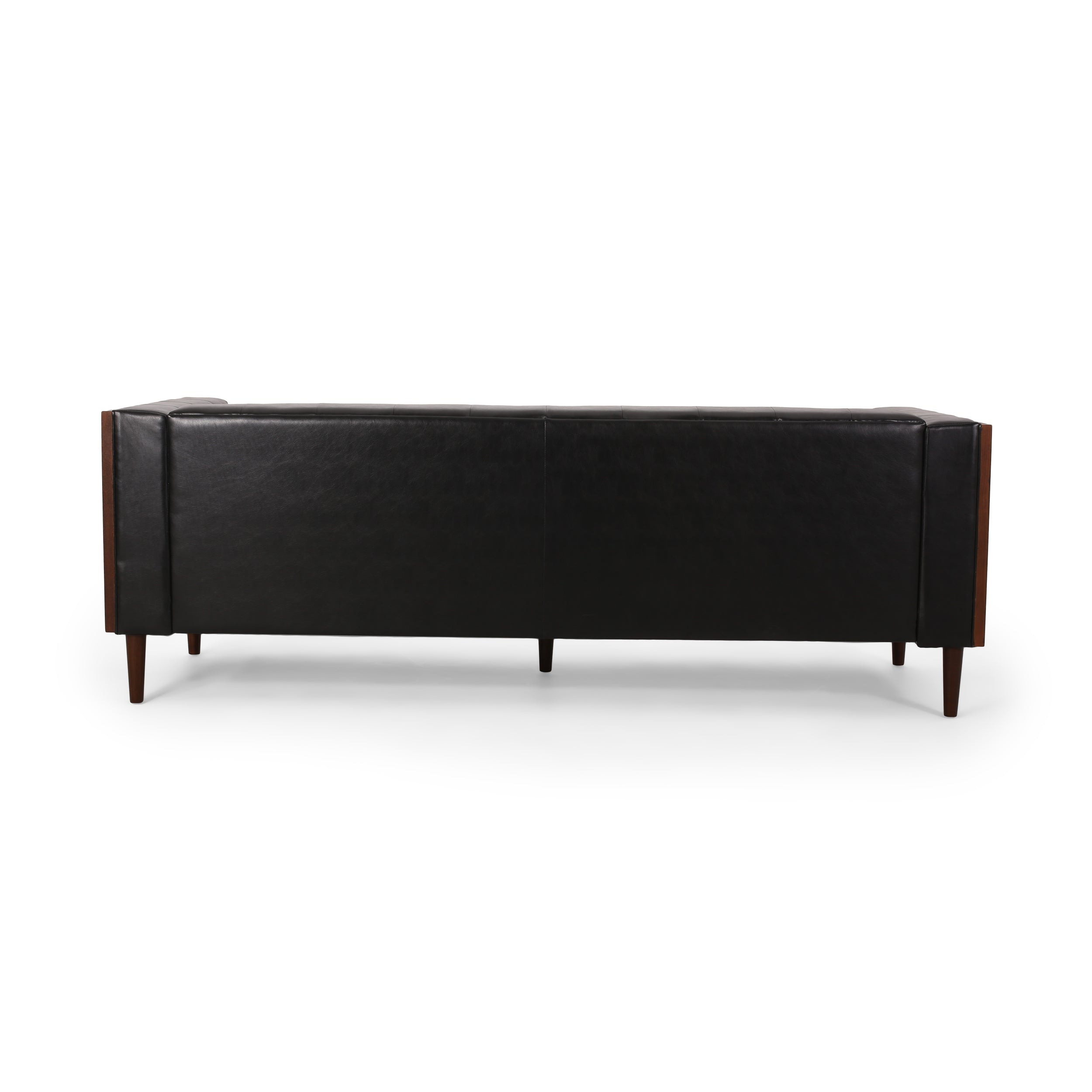 Contemporary Sofa with Diamond Tufting & Wood-Like Accents – Deep Seating Modern Upholstered Couch