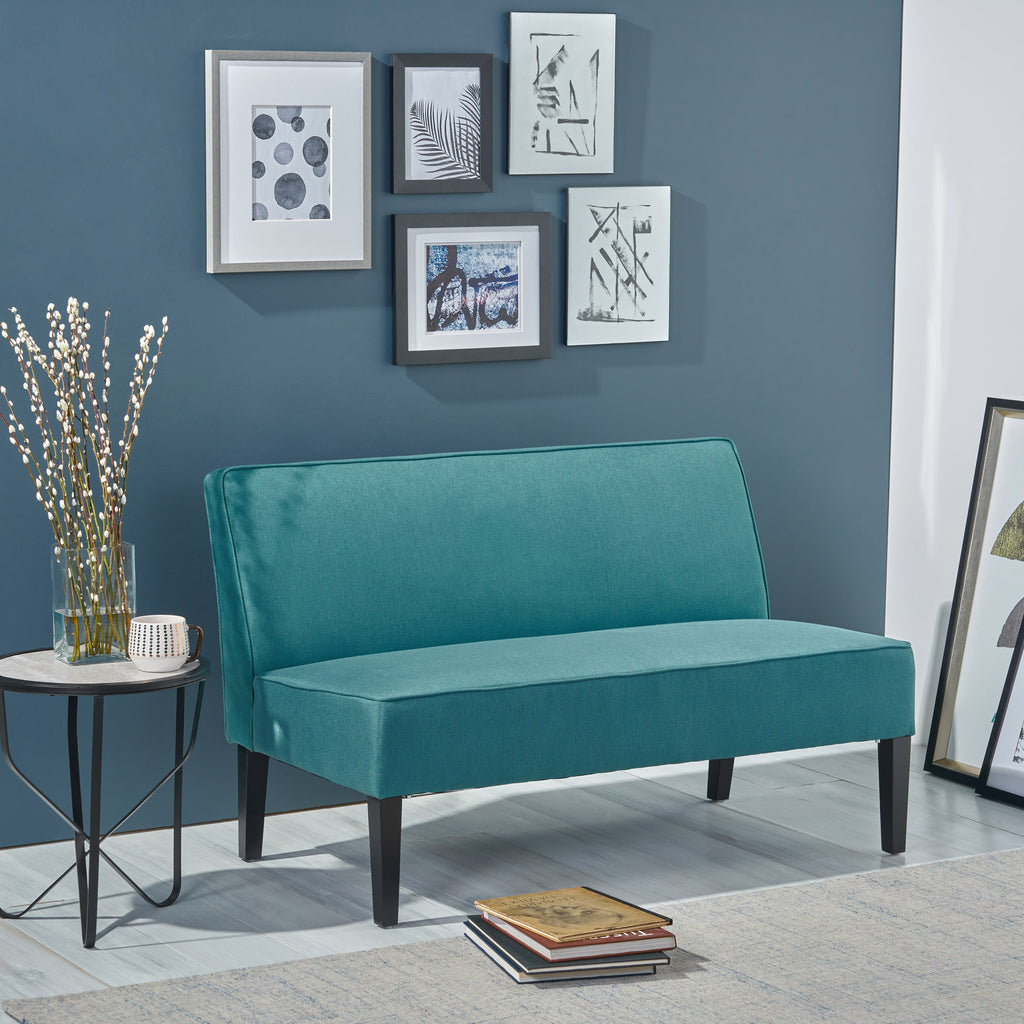 Modern Upholstered Loveseat with Solid Wood Frame & Birch Legs