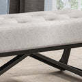Christopher Knight Home Modern Upholstered Ottoman Bench with Tufted Waffle Stitch & Bentwood Base