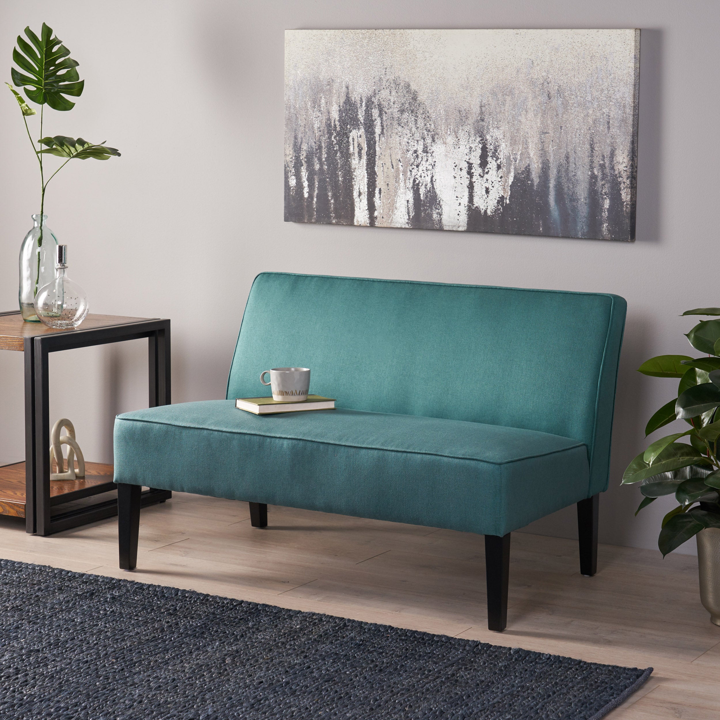 Modern Upholstered Loveseat with Solid Wood Frame & Birch Legs