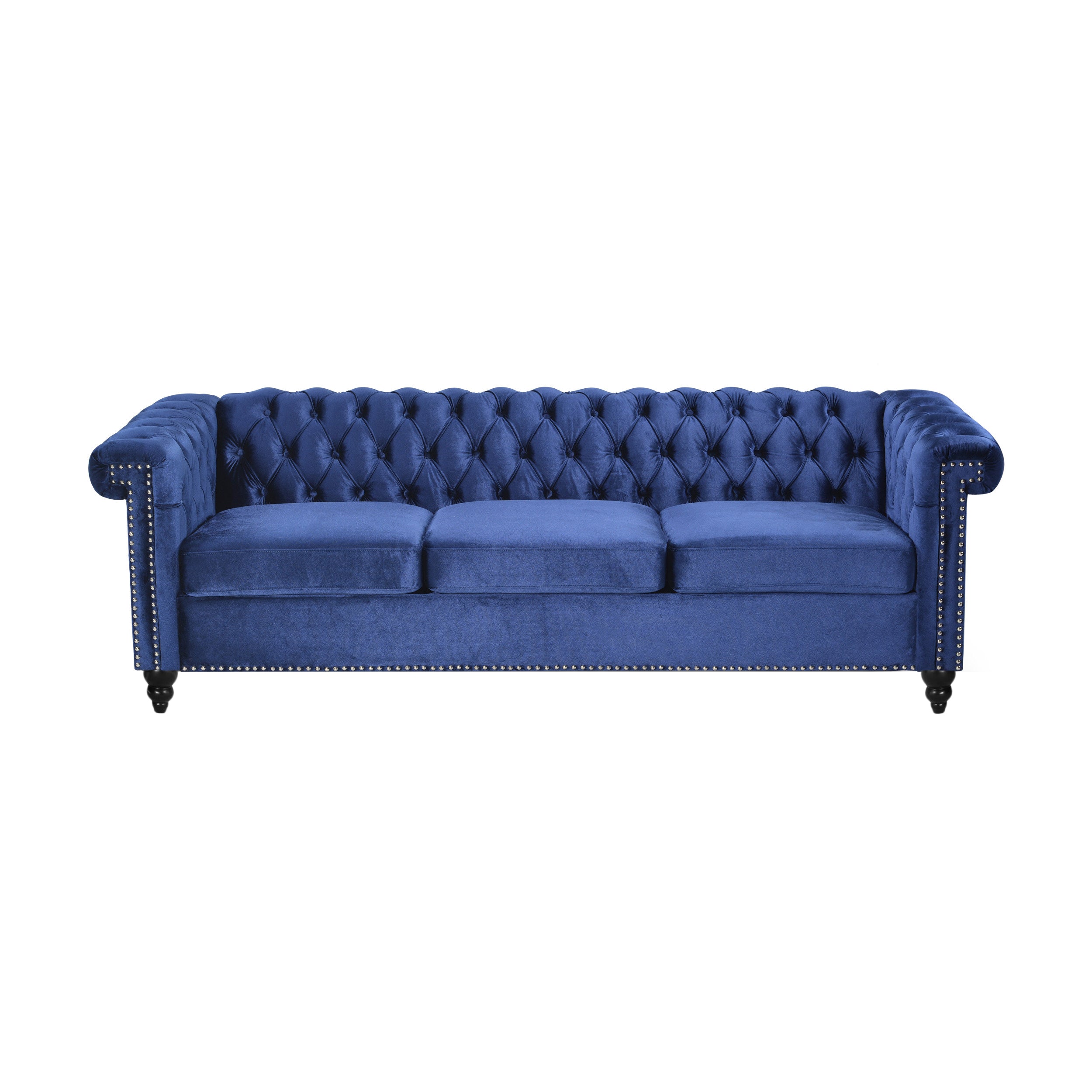 Chesterfield-Style Sofa with Deep Button Tufting & Nailhead Trim – Classic Upholstered Living Room Couch