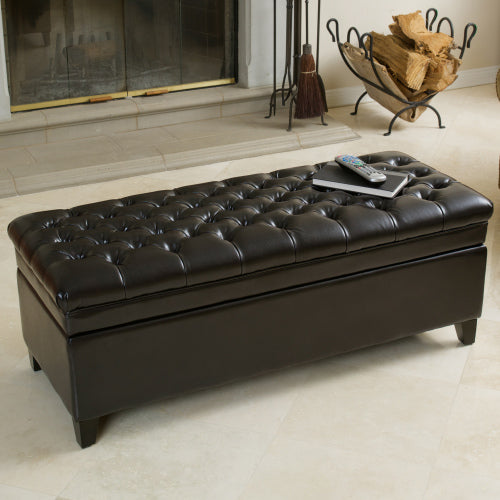 Christopher Knight Home Storage Ottoman – Button-Tufted Seat, Hidden Storage & Solid Wood Legs