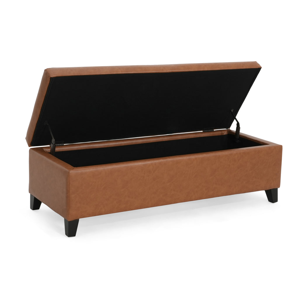 Christopher Knight Home Faux Leather Lift-Top Storage Ottoman Bench – Modern Rectangle Coffee Table & Seating