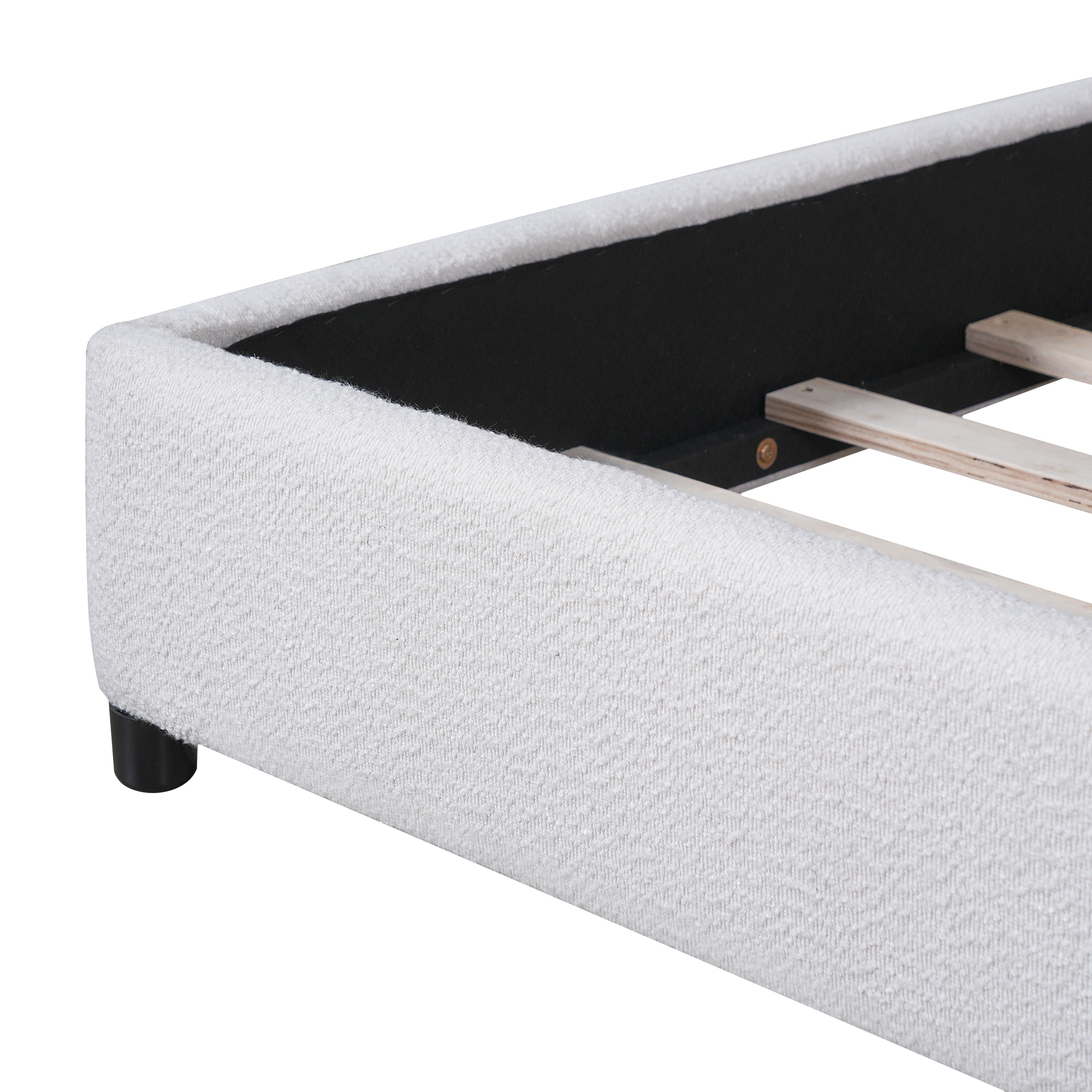 Christopher Knight Home Modern Boucle Upholstered Platform Bed with Thick Half-Round Headboard