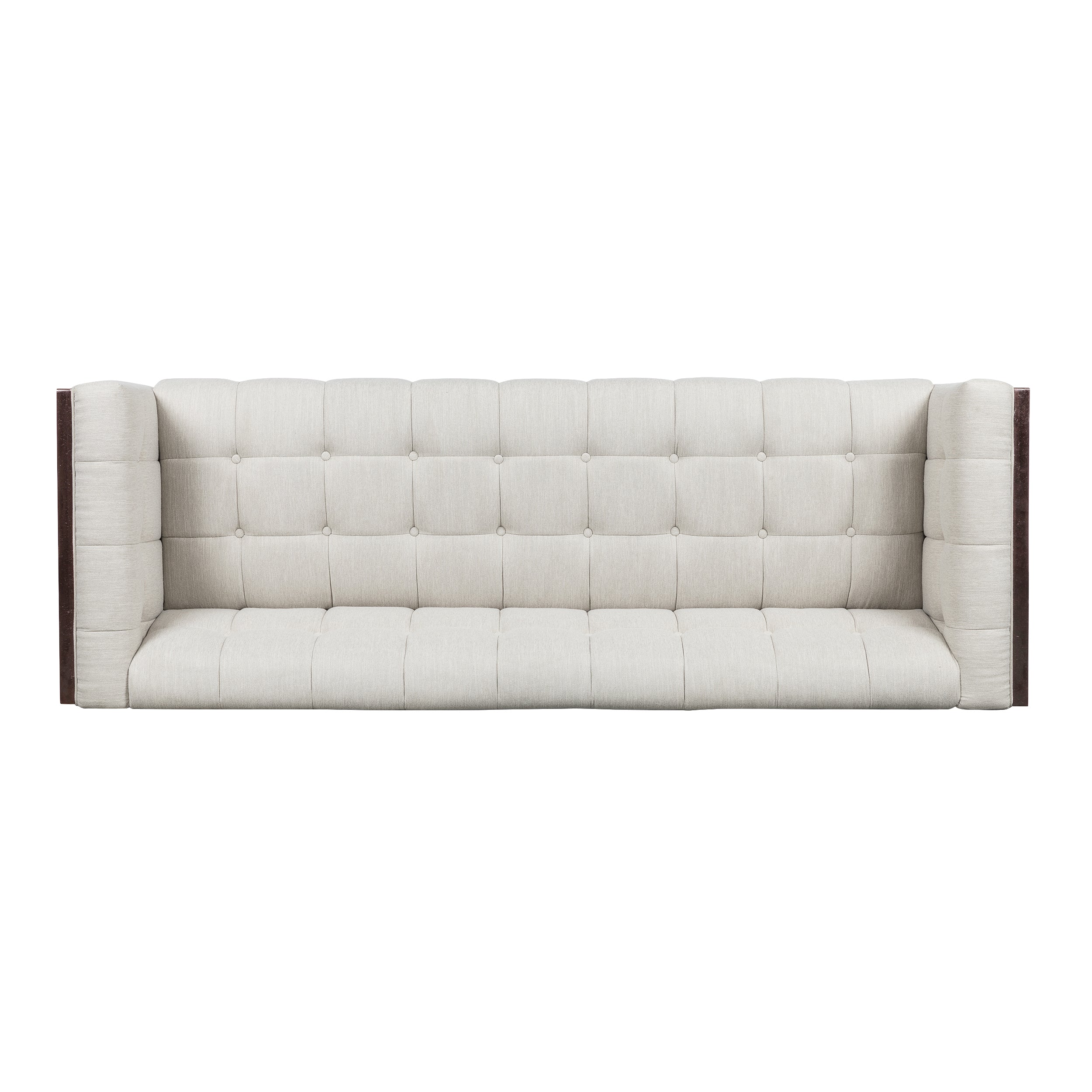 Stylish Mid-Century Modern Three-Seater Sofa with Button-Tufted Waffle Stitch