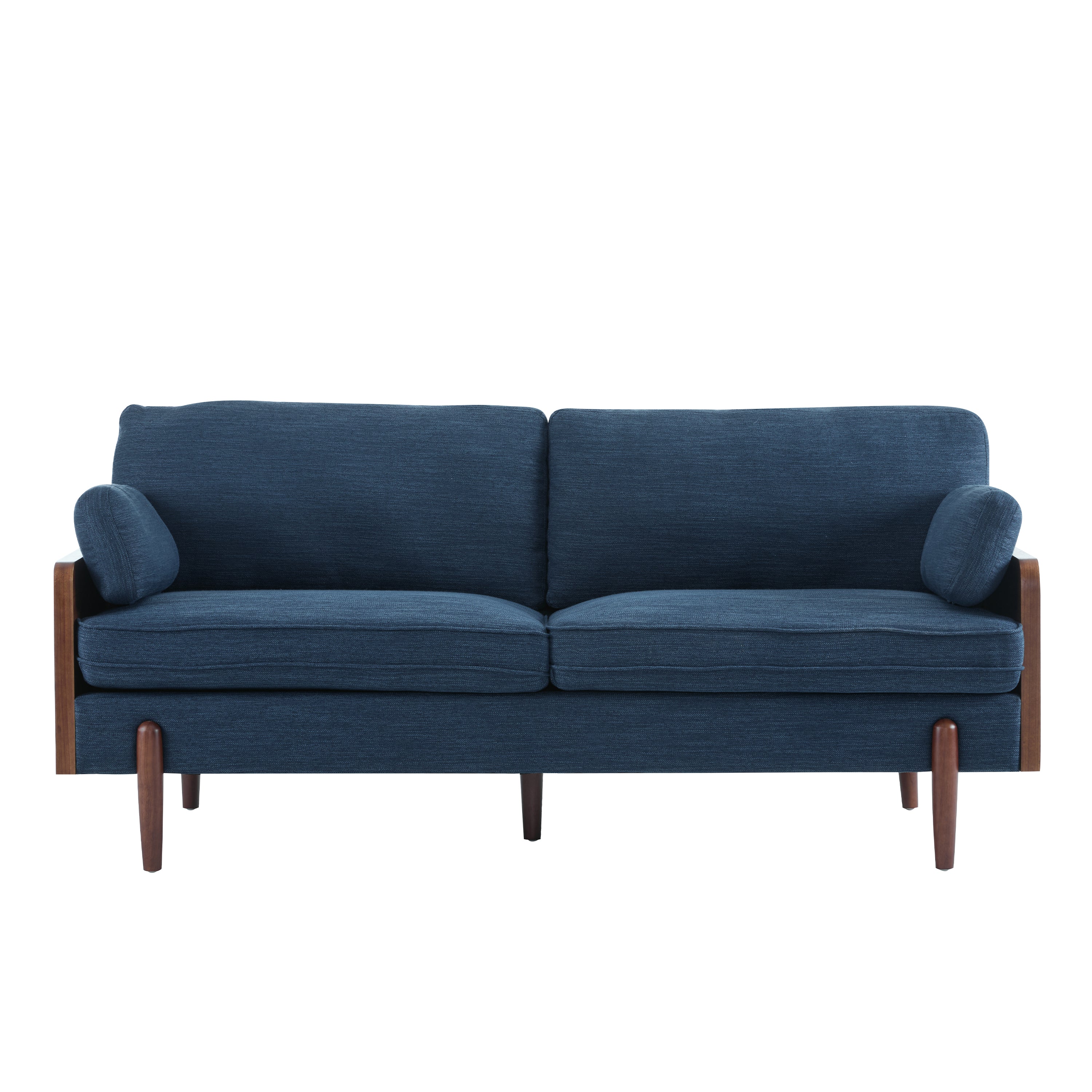 Mid-Century Modern Sofa 71.75" with Wood Sides & Slim Track Arms – Plush Living Room Couch