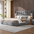 Christopher Knight Home Modern Velvet Upholstered Bed Frame with Padded Headboard & USB Wall Sconce