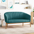 Mid-Century Modern Loveseat with Channel-Stitched Backrest & Rubberwood Legs – Upholstered Small Sofa