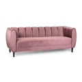 Modern Glam Velvet Sofa with Channel Stitching & Birch Wood Legs – Luxury Upholstered Living Room Couch