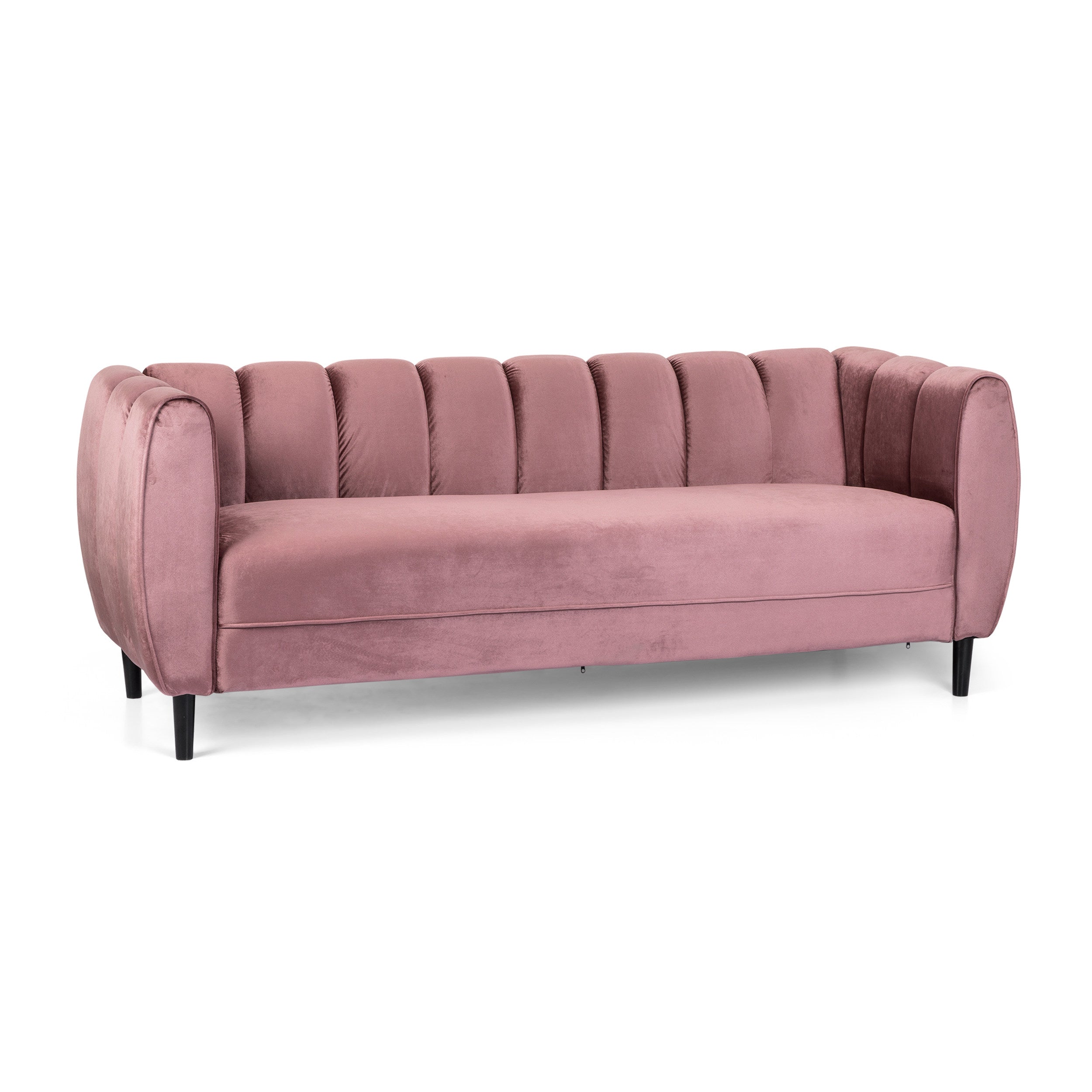 Modern Glam Velvet Sofa with Channel Stitching & Birch Wood Legs – Luxury Upholstered Living Room Couch