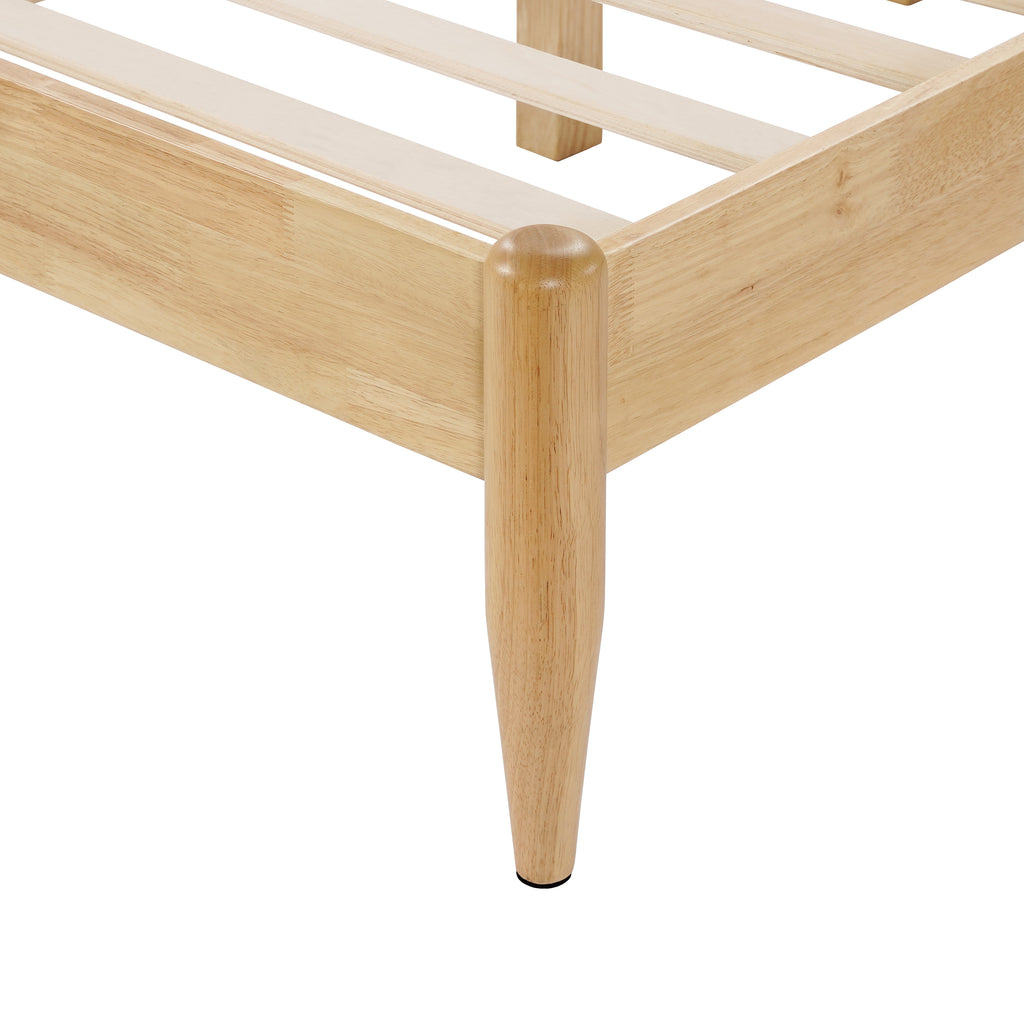 Christopher Knight Home Rubber Wood Upholstered Bed Frame with Tall Plush Headboard