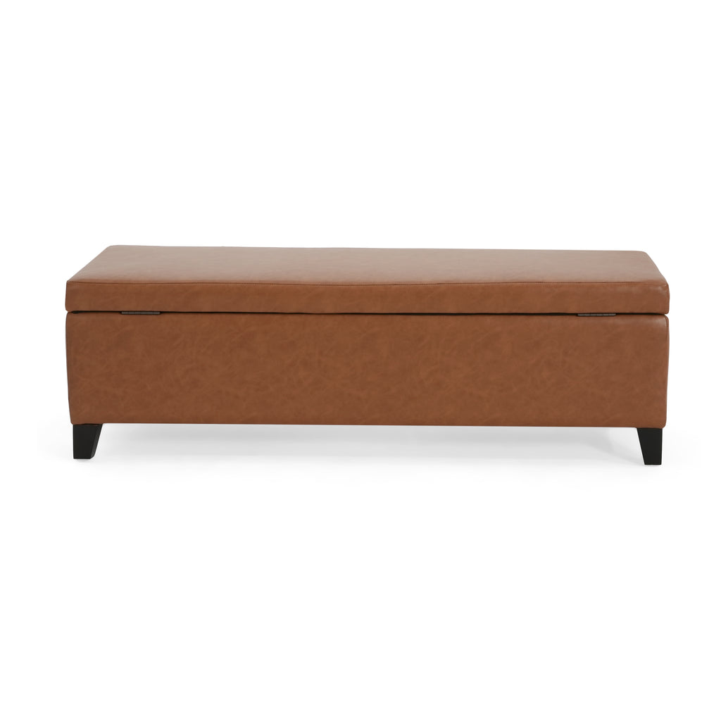 Christopher Knight Home Faux Leather Lift-Top Storage Ottoman Bench – Modern Rectangle Coffee Table & Seating