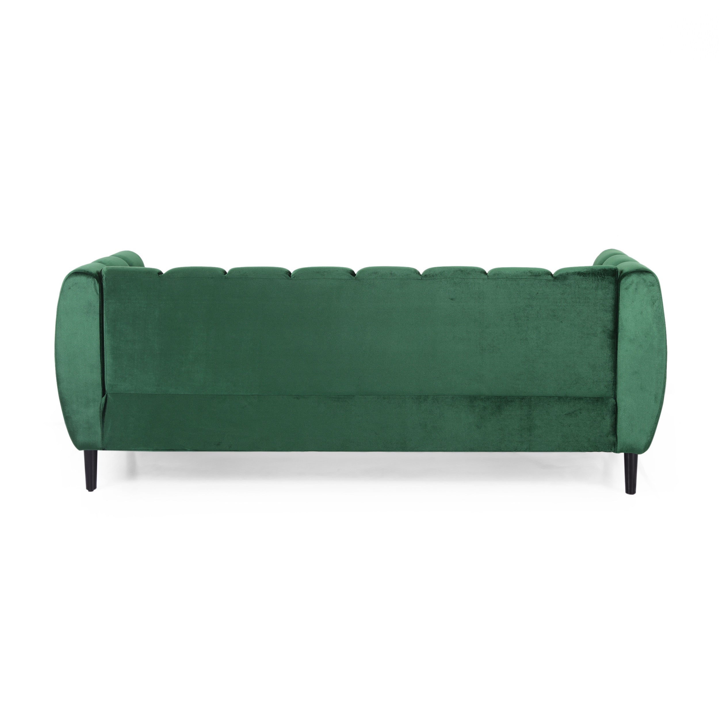 Modern Glam Velvet Sofa with Channel Stitching & Birch Wood Legs – Luxury Upholstered Living Room Couch