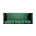 Modern Glam Velvet Sofa with Channel Stitching & Birch Wood Legs – Luxury Upholstered Living Room Couch