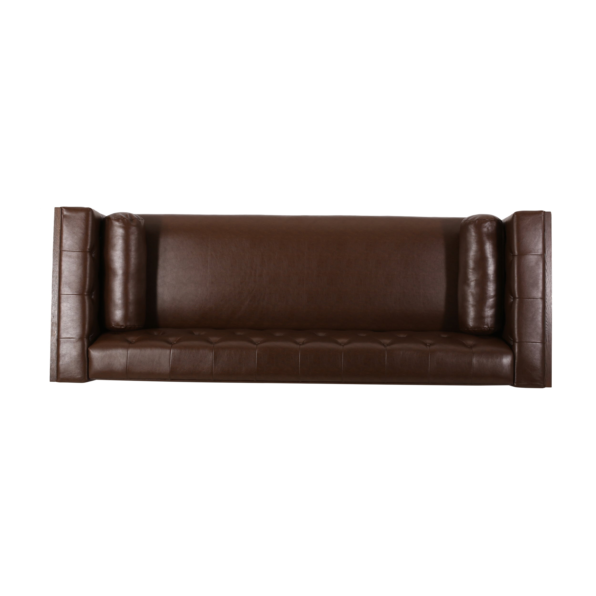 Contemporary Sofa with Diamond Tufting & Wood-Like Accents – Deep Seating Modern Upholstered Couch