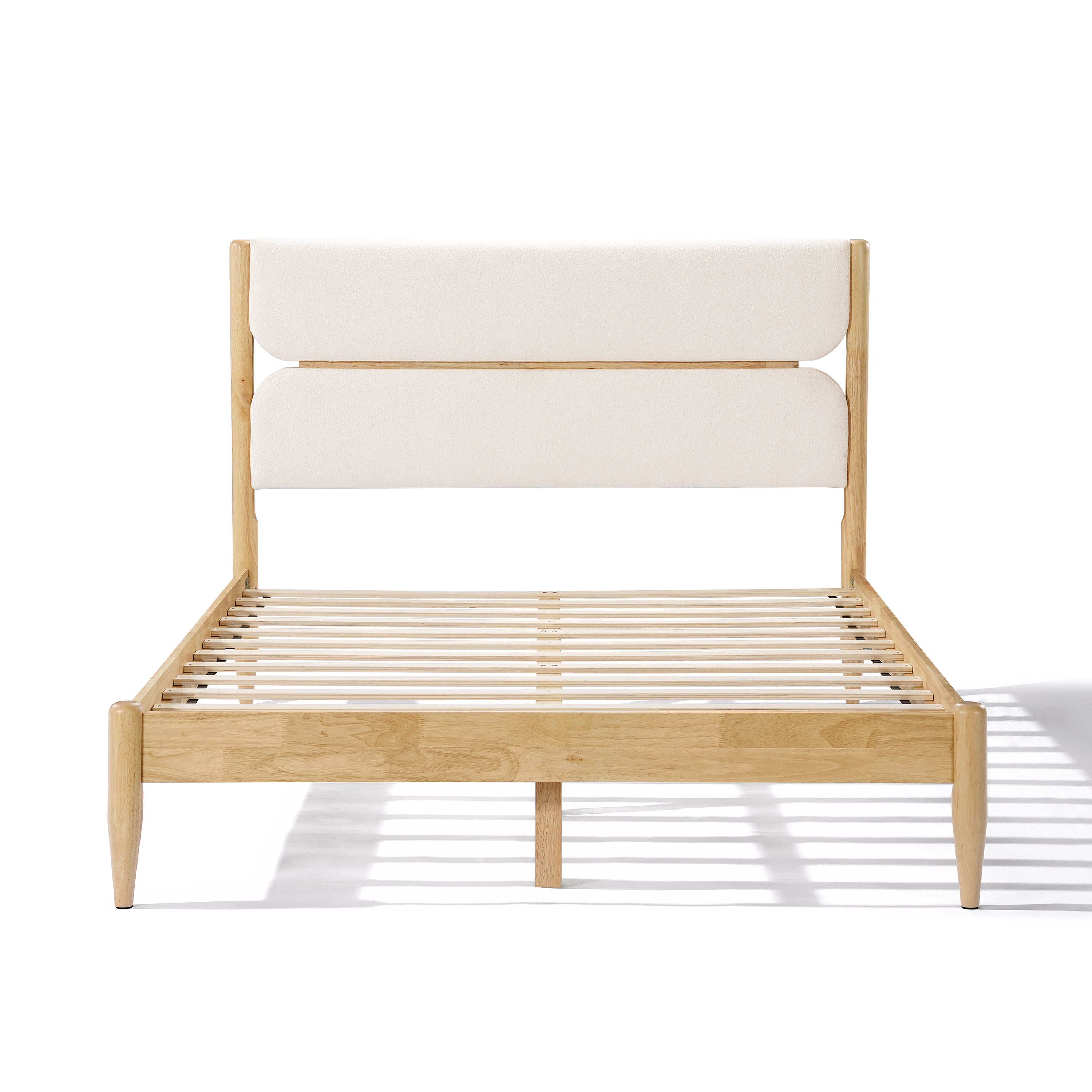 Christopher Knight Home Rubber Wood Upholstered Bed Frame with Tall Plush Headboard