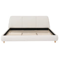 Christopher Knight Home Cotton Linen Upholstered Platform Bed with Solid Wood Legs & Metal Support Frame