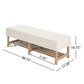 Christopher Knight Home Rectangular Linen Ottoman Bench – Upholstered Seat with Wood Legs & Open Shelf