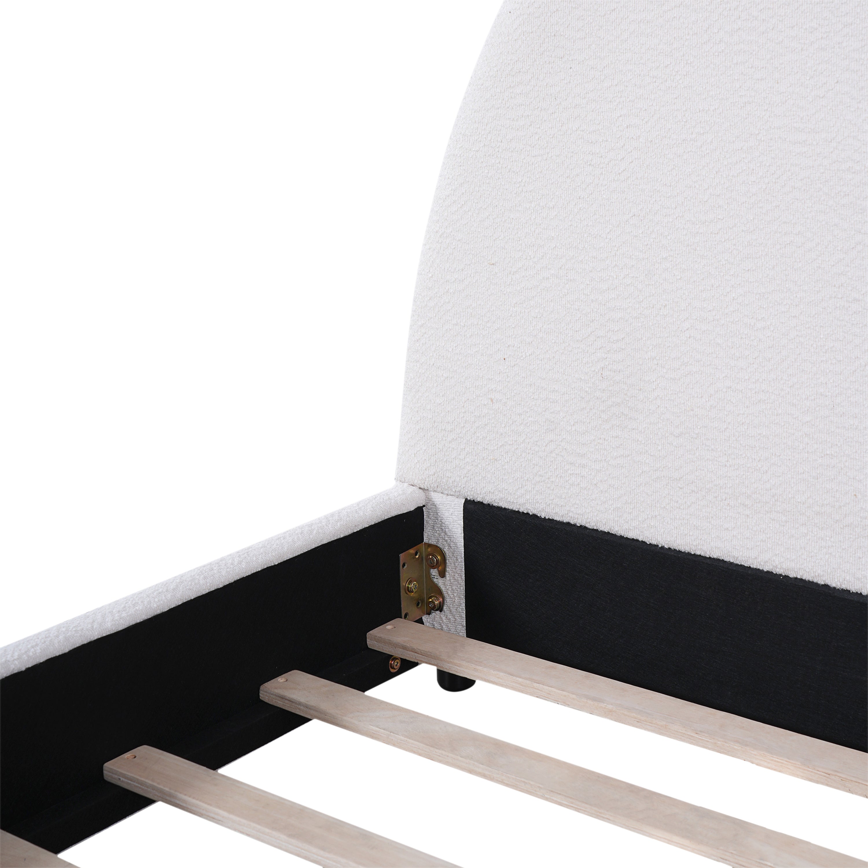 Christopher Knight Home Modern Boucle Upholstered Platform Bed with Thick Half-Round Headboard