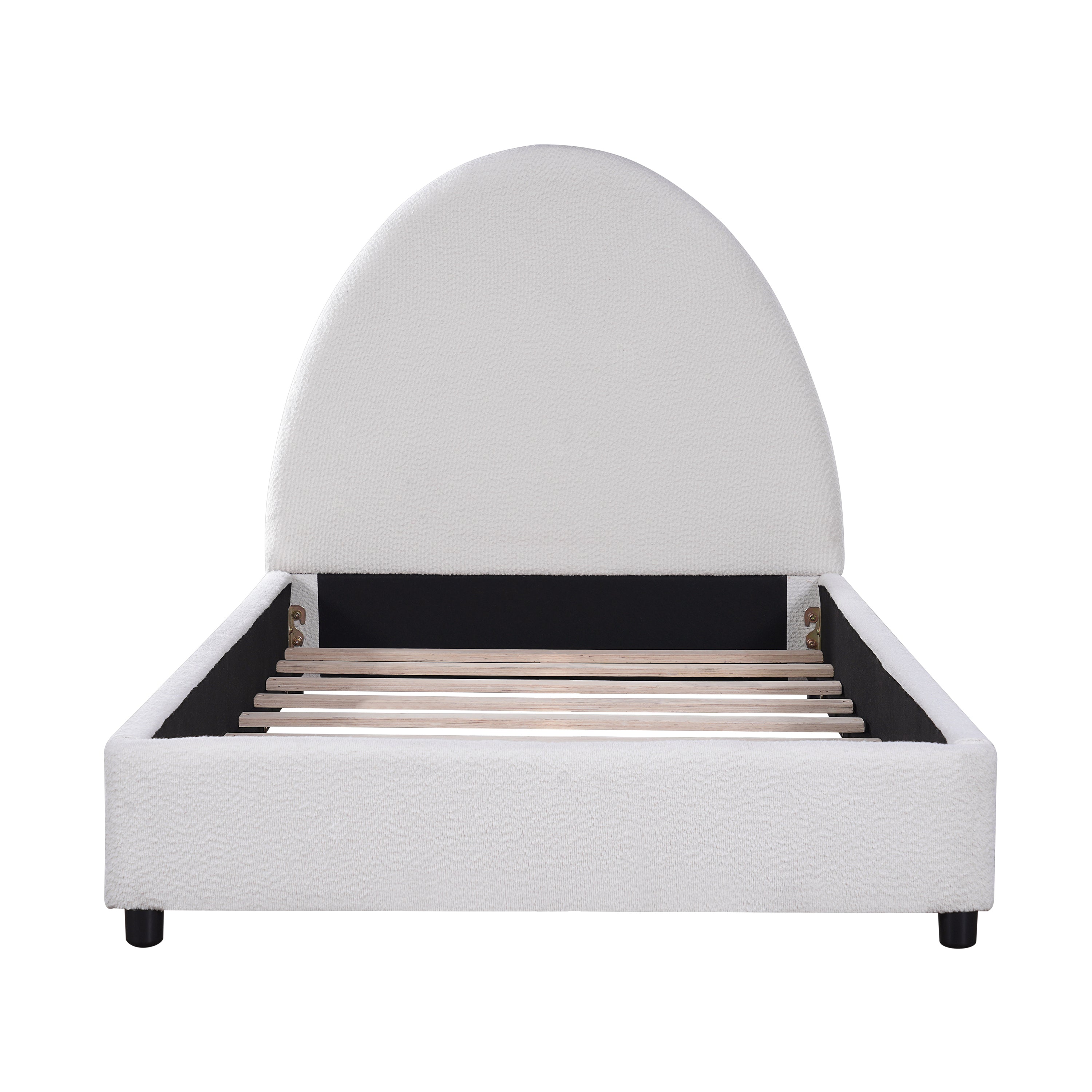 Christopher Knight Home Modern Boucle Upholstered Platform Bed with Thick Half-Round Headboard