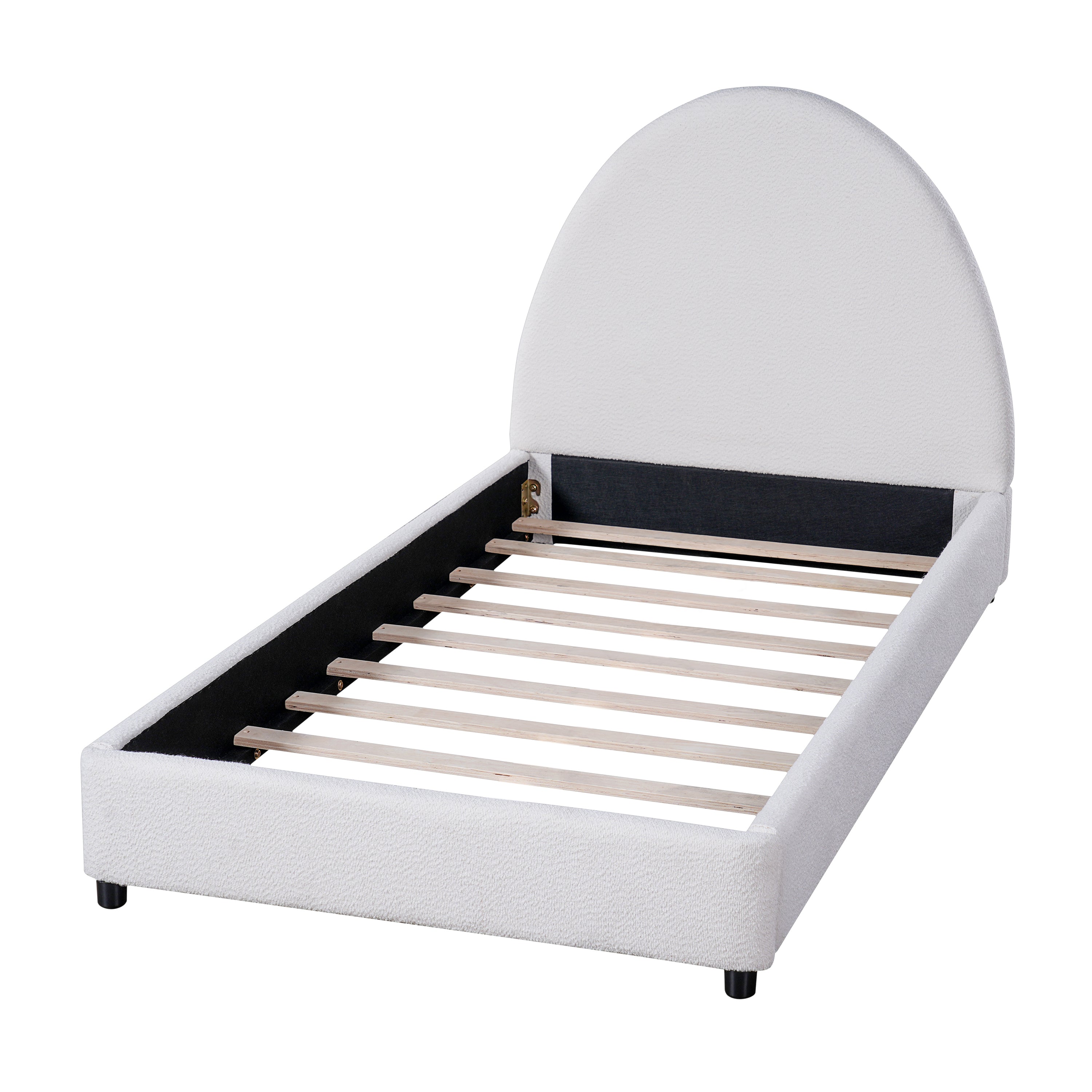 Christopher Knight Home Modern Boucle Upholstered Platform Bed with Thick Half-Round Headboard