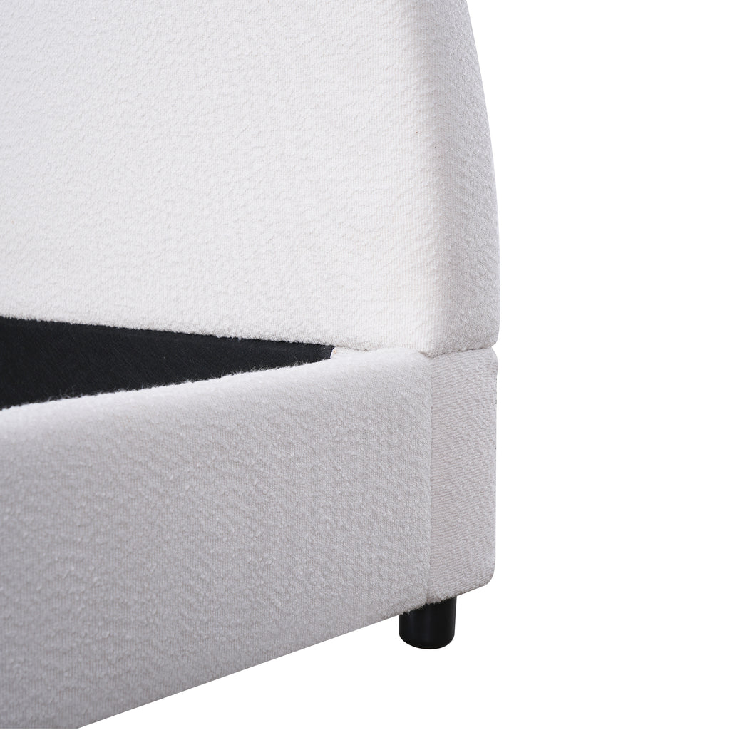 Christopher Knight Home Modern Boucle Upholstered Platform Bed with Thick Half-Round Headboard